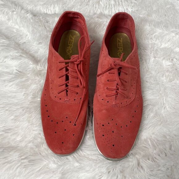 Cole Haan Zerogrand wingtip Oxford women's suede 8.5 B red orange - Picture 2 of 12